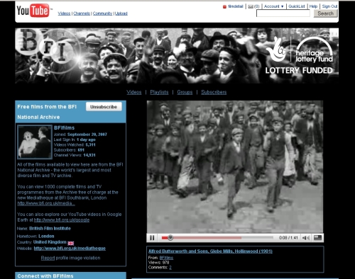BFI YouTube channel
