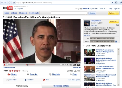 Obama address on YouTube regular Obama address on YouTube regular