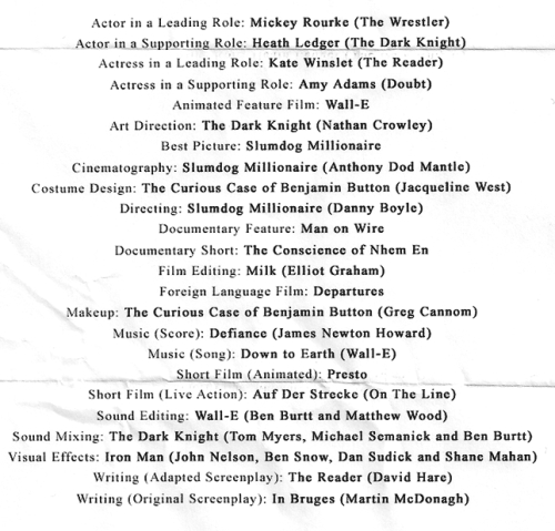 Oscar hoax 2009 close-up Oscar hoax 2009 close-up