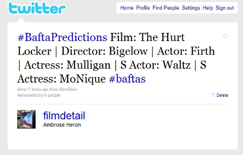 BAFTA Predictions 2010